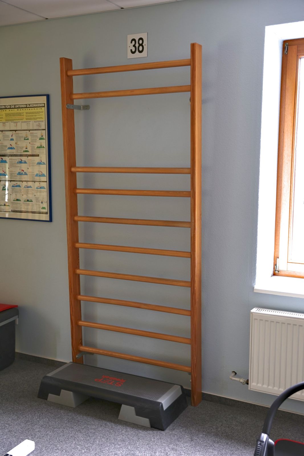 Sprossenwand mit Stepper